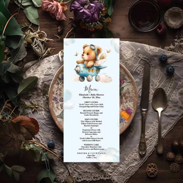 Menu Urso de pelúcia de cor aquática (Criador carregado)