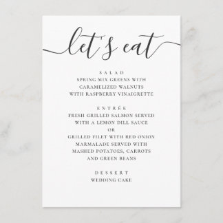 Menu Vamos comer. Argumento de casamento moderno, preto