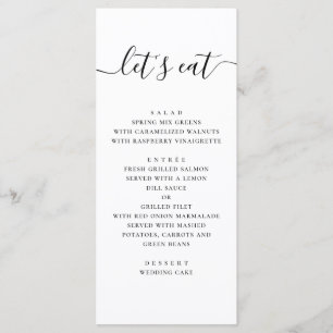 Menu Vamos comer. Casamento de guião preto e branco
