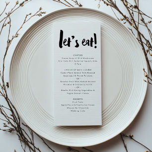 Menu Vamos Comida no casamento com a inscrição de pince