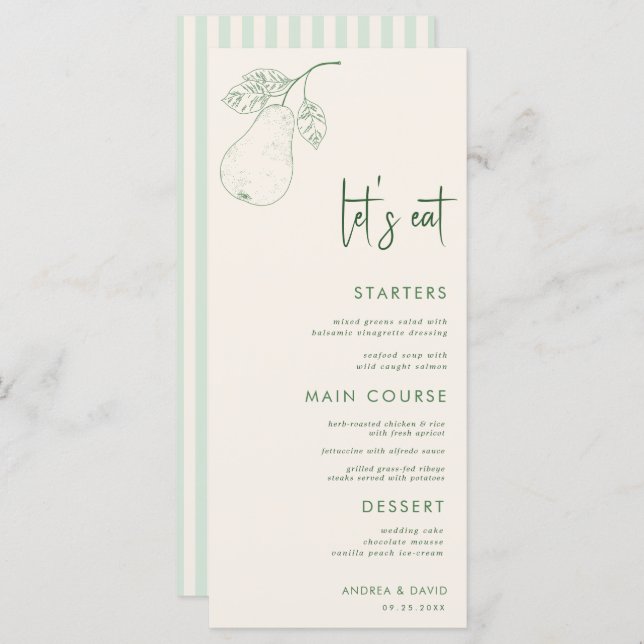 Menu Vamos de Tema Par Perfeito Eat Casamento Script (Frente/Verso)