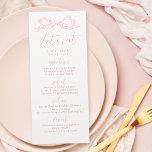 Menu Vamos Elegante Cor-de-rosa Arco Desenhado Mão Eleg<br><div class="desc">O menu de casamento Elegante de comer vamos apresenta um arco de fita desenhado manualmente com fontes modernas de script manuscrito em rosa pincel suave. doce e simples. Excelente para casamento romântico moderno,  casamento maravilhoso e divertido,  casamento casual elegante. Veja todas as peças correspondentes na coleção.</div>