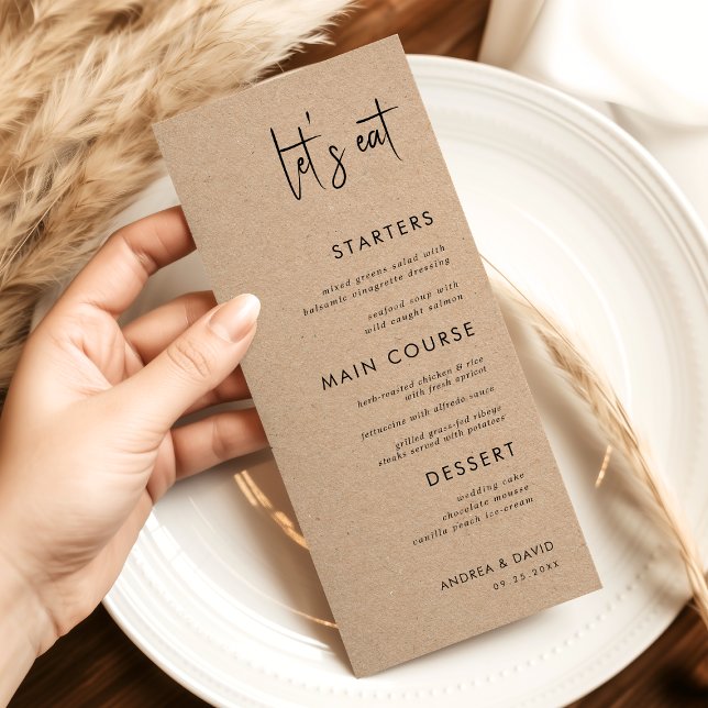 Menu Vamos Rustic Kraft Style Eat Script Simple Casamen (Criador carregado)