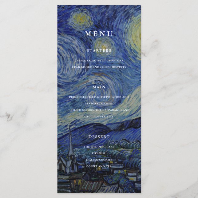 Menu Van Gogh Starry Night Weding (Frente)