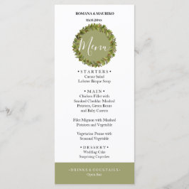 Menu Verde Artístico Wreath Wreath Pintado à Mão