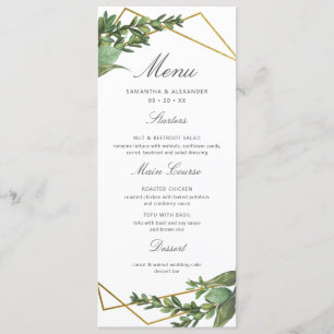 Menu Verde Botânico e Casamento Geométrico Dourado