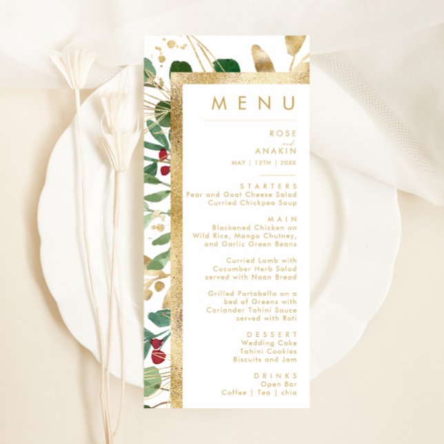 Menu Verde de Natal Moderno | Janto Casamento Branco (Criador carregado)