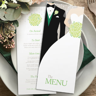 Menu verde do casamento do buquê dos noivos