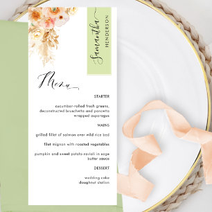 Menu Verde e Rosa Personalizados com o Nome do Convidad