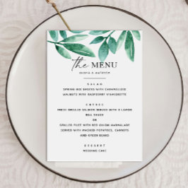 Menu Verde estival da floresta. Casamento floral botâni