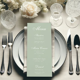 Menu Verde Sálvia Simples Caligrafia Branca Elegante
