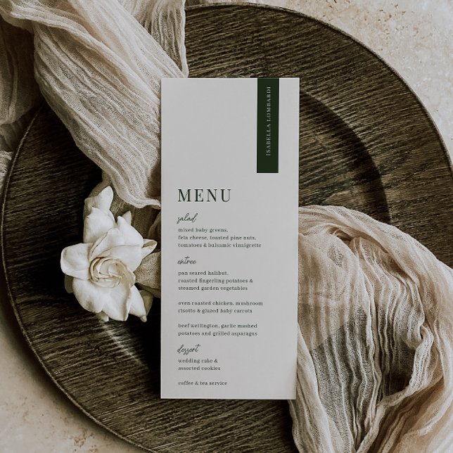 Menu VerdURE Modern Wedn Place Card (Criador carregado)