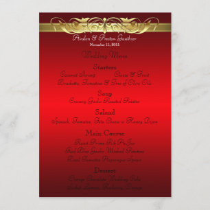 Menu vermelho do casamento da grã-duquesa rolo