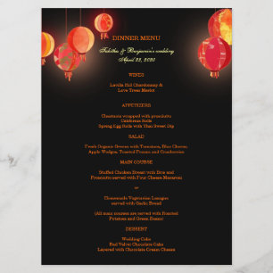 Menu vermelho extravagante do comensal de