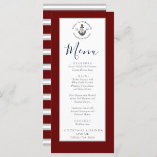 Menu Vermelho Maroon Branco, Anchor Floral, De Tema Náu