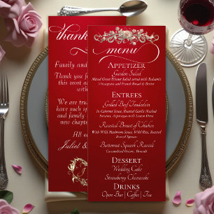 Menu Vermelho - Rosas, Coração & Obrigado