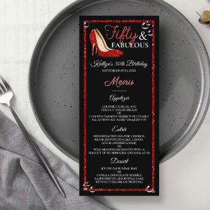 Menu Vermelhos com brilho alto   50 e fabuloso Aniversá