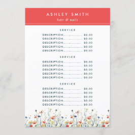 Menu Vibrant Wildflower Price