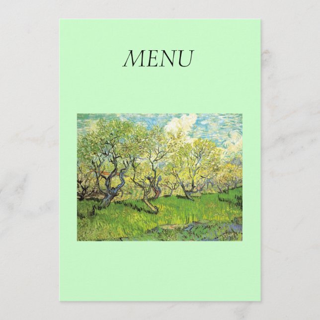 Menu Vincent van Gogh,Pomar em Blossom (Frente)
