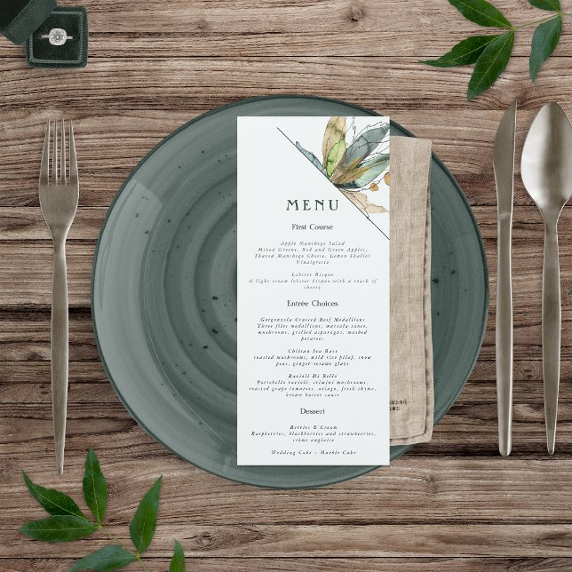 Menu Vinhas Românticas - Azul Verde-Jardim Mínimo (Criador carregado)