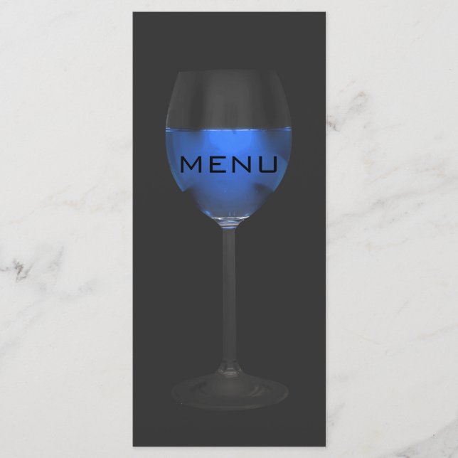 Menu Vinho Azul Magico de Elegante Menue Preto (Frente)