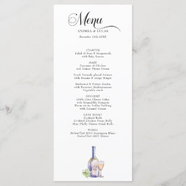 Menu Vinho de Aquarela | Festa de noivado Elegante