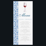Menu Vinho mediterrânico azulejo de laranja azul<br><div class="desc">Olive Watercolor Orange Blue azulejo Mediterranean Details</div>