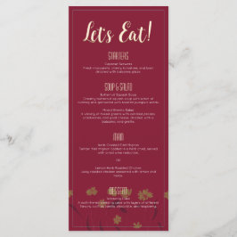 Menu Vinho Vermelho Simples E Elegante Moderno De Casam