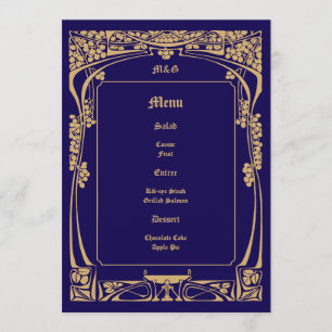Menu Vintage Art Nouveau Style Wedding
