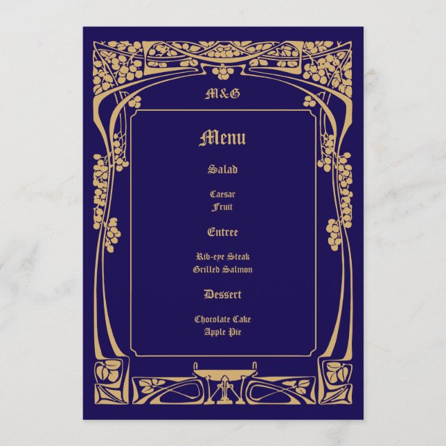 Menu Vintage Art Nouveau Style Wedding (Frente)