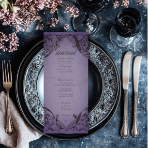 Menu Vintage Bat Até Casamento Púrpura Da Morte
