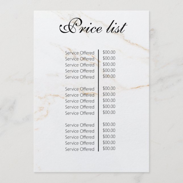 Menu Vintage Beauty Salon Price List (Frente)