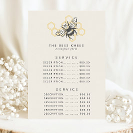 Menu Vintage Bee Logo Rustic Honeybee Service Price