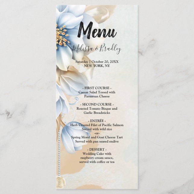 Menu Vintage Blue floral Wedal (Frente)