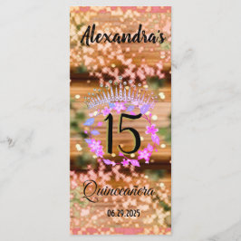 Menu Vintage Boho Rosa Dourada tico Rustic Quinceañera