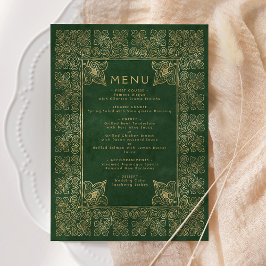 Menu Vintage Book Green Dourado Wedding