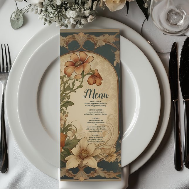 Menu Vintage Bougainvillea Art Nouveau Wedding (Criador carregado)