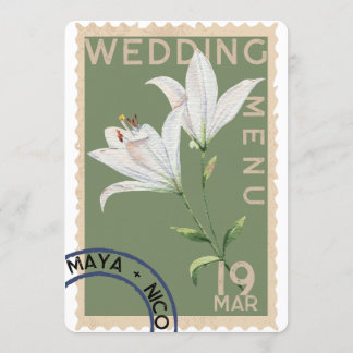 Menu Vintage carimbo Wedding
