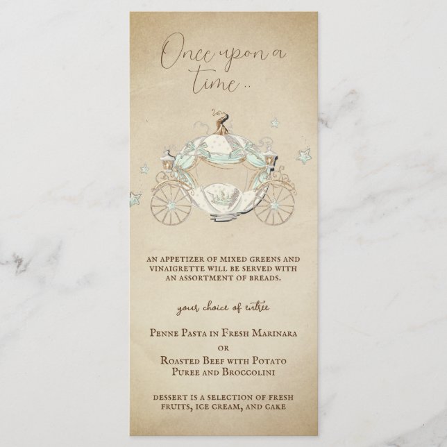 Menu Vintage Cinderella Fairytale Carruagem (Frente)