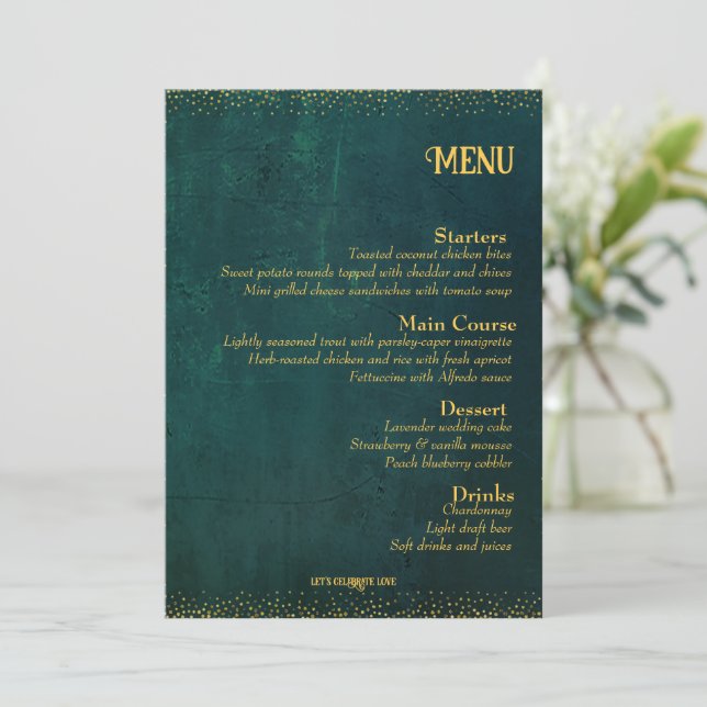 Menu Vintage Dark Green (Em pé/Frente)