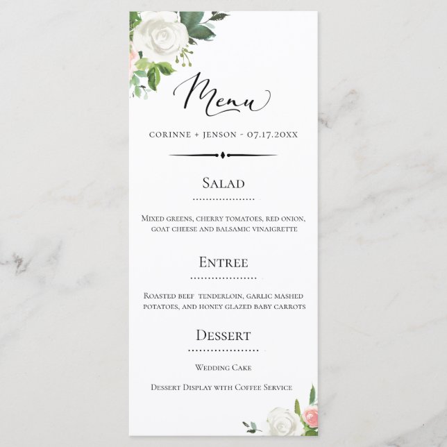 Menu Vintage Deco Floral Wedding (Frente)