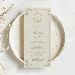 Menu Vintage Dourado Casamento Barroco