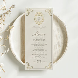 Menu Vintage Dourado Casamento Barroco