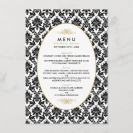 Menu Vintage Dourado, Preto e Branco Casamento tem