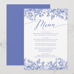 Menu Vintage Dusty Blue Floral Chinoiserie Botânica