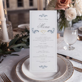 Menu Vintage Dusty Blue Weding