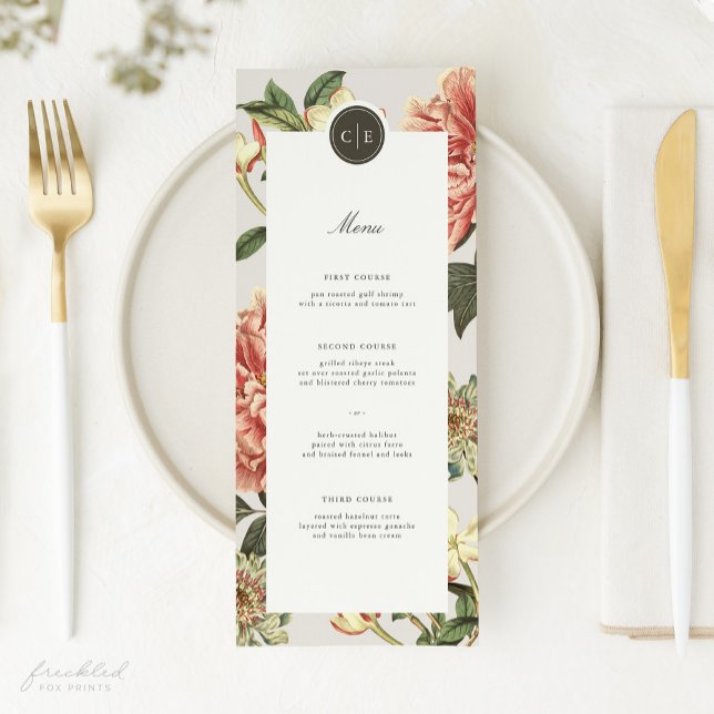 Menu Vintage Floral Wedding (Cora Menu)