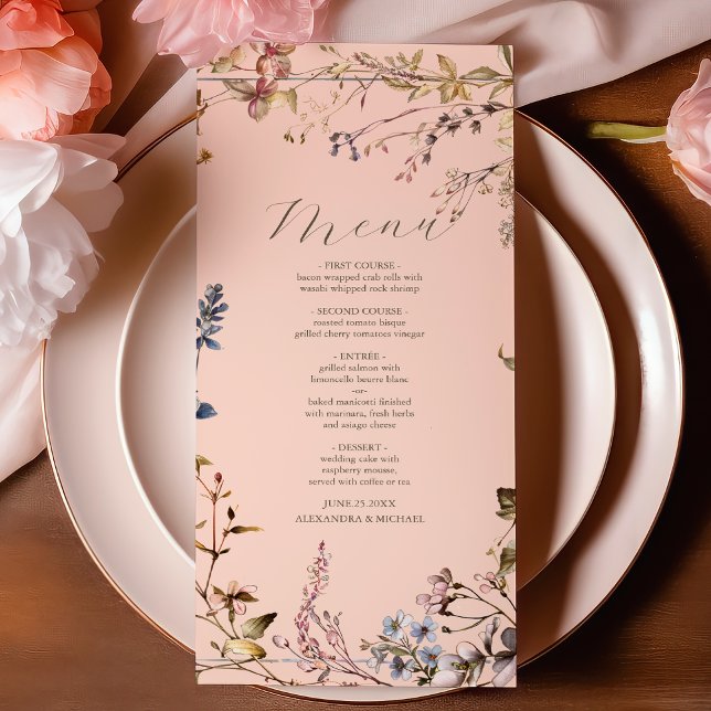 Menu Vintage Floral Wedding Elegante (Criador carregado)