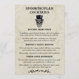 Menu Vintage Halloween Sinal Spooktacular Cocktail