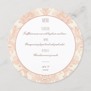 Menu Vintage Menu Casamento tema damasco Round